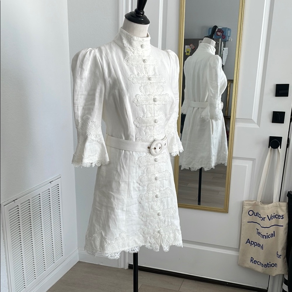 Zimmermann White Linen and Lace Dress